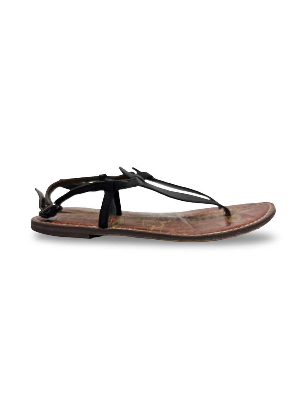 Sam Edelman GIGI Leather T-Strap Flat Sandals Women’s 7 Black - Picture 4 of 10